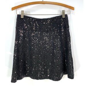 Kensie Black Sequin Stretch Mini Skirt Small